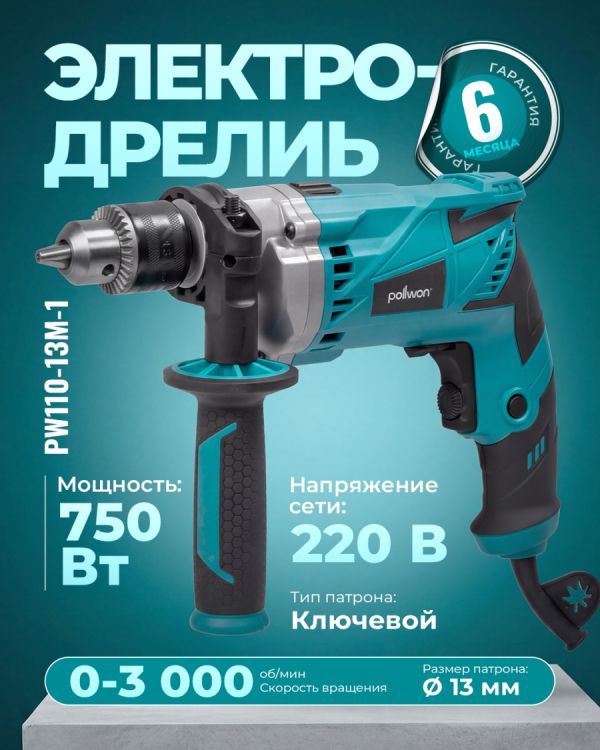 Дрель электрическая PW110-13M-1 (750Вт)