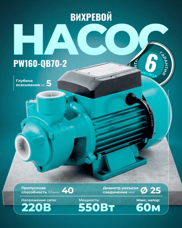 Вихревой насос PW160-QB70-2 (550Вт)