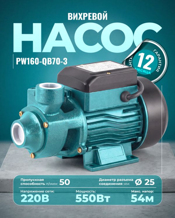 Вихревой насос PW160-QB70-3 (550Вт)